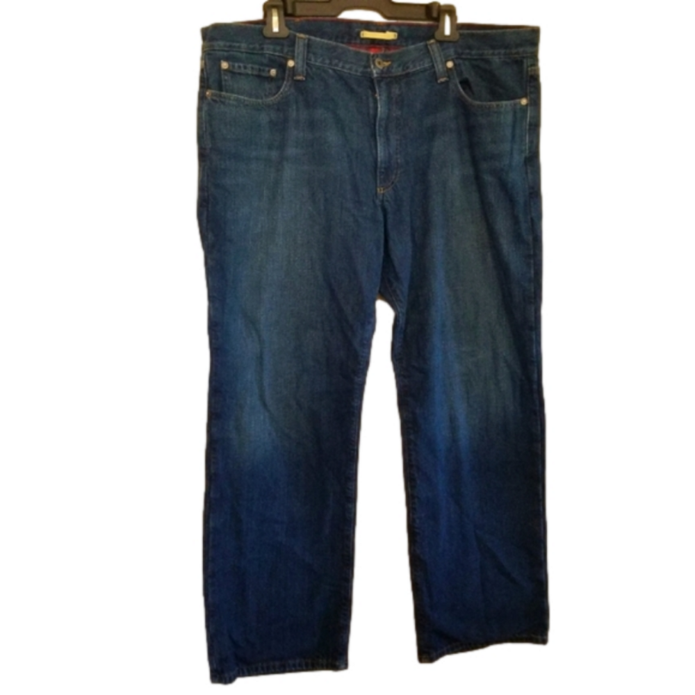 L.L. Bean Dark Wash Insulated Flannel Cotton Plaid Lined Denim Jeans Size 40x30